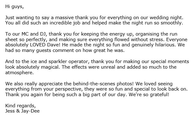 Davertainment MC, DJ Testimonials