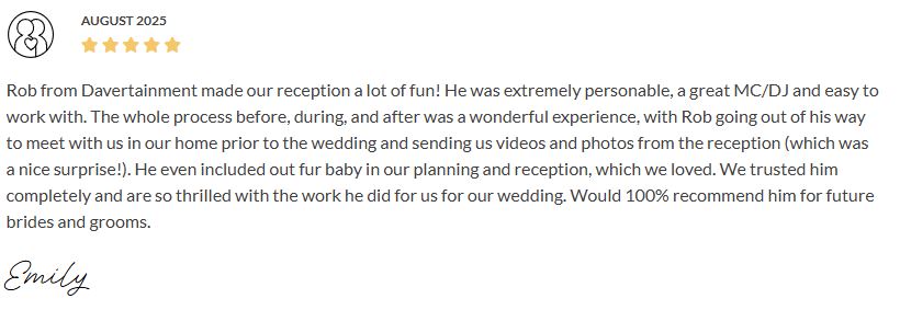 Davertainment MC, DJ Testimonials